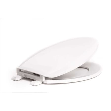 Elongated, Closed Front Toilet Seat W/ Cover In White